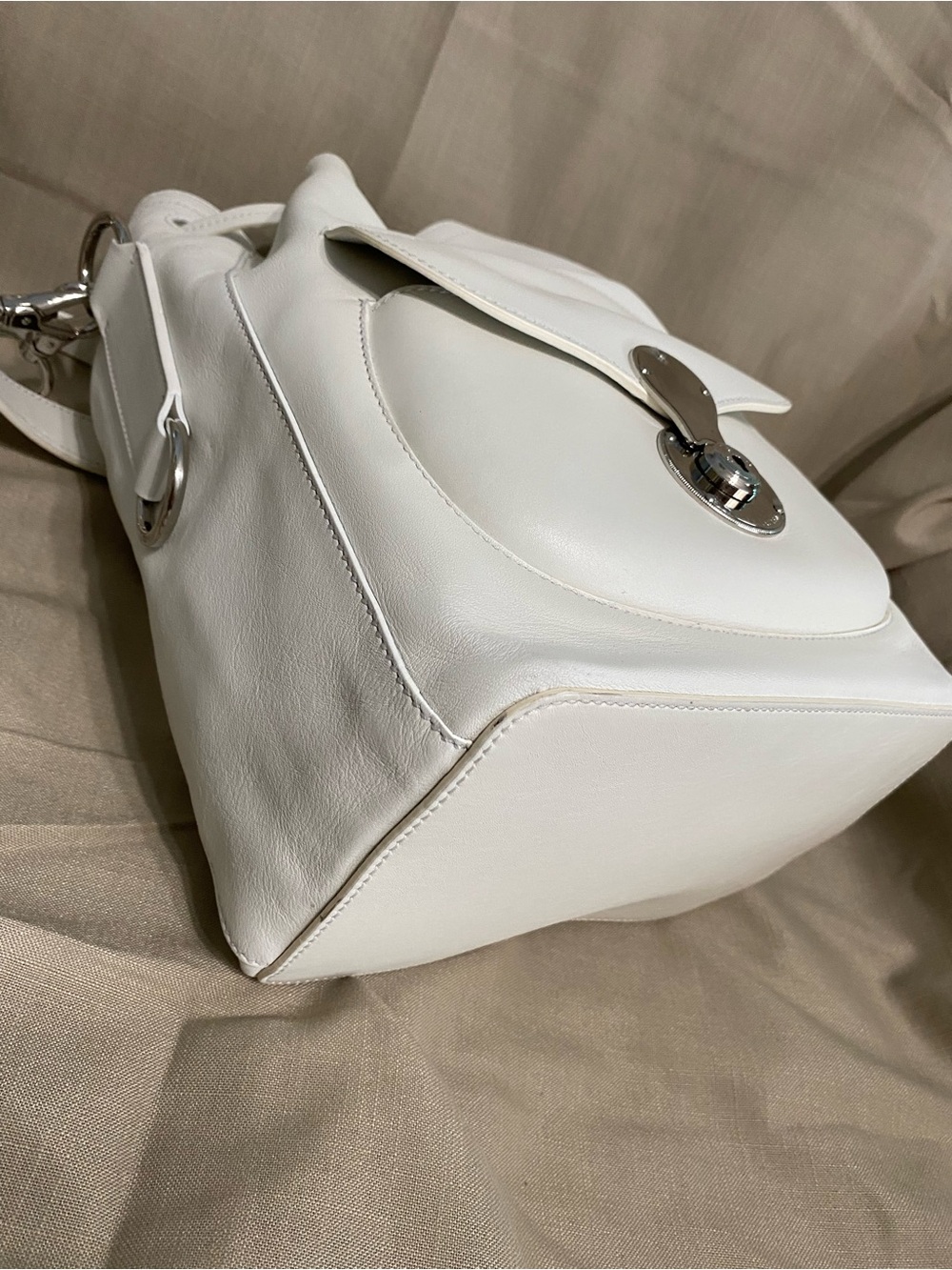 LKNW Ralph Lauren Ricky Large Drawstring Bag Leather White - Picture 9 of 14